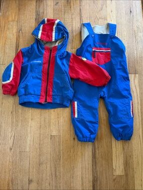 Columbia Kids Vintage Retro Style Snow Suit Set Jacket & Bib Snow Pants 24 Month